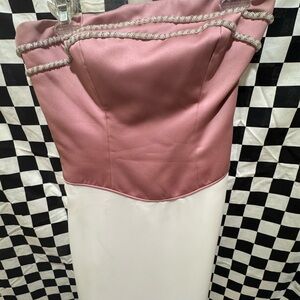 Alfred Angelo Pink and White Sheath Cocktail Dress